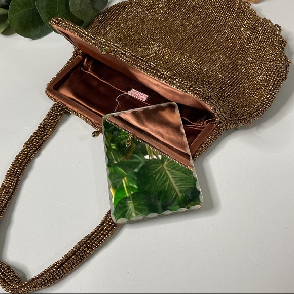 VTG Beaded Evening Purse 50s Bronze  Belgium - Picture 6 of 15